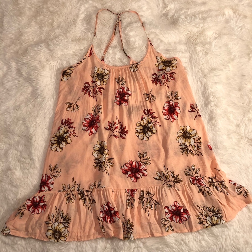 NWT Exist Peach Floral Flared Mini Dress
